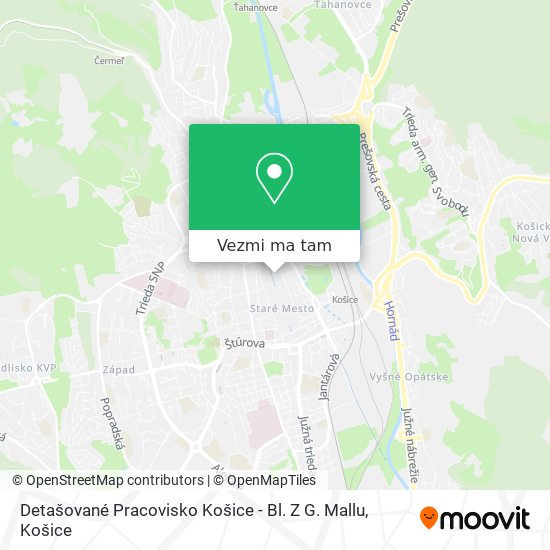 Detašované Pracovisko Košice - Bl. Z G. Mallu mapa