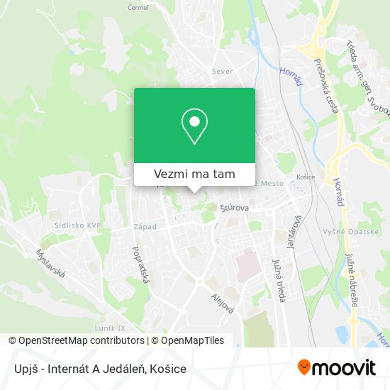 Upjš - Internát A Jedáleň mapa