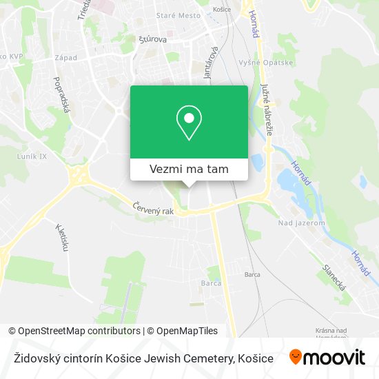 Židovský cintorín Košice Jewish Cemetery mapa