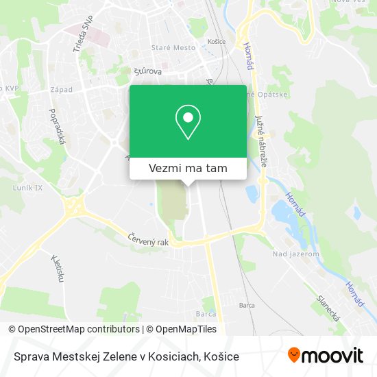 Sprava Mestskej Zelene v Kosiciach mapa