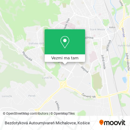 Bezdotyková Autoumývareň Michalovce mapa