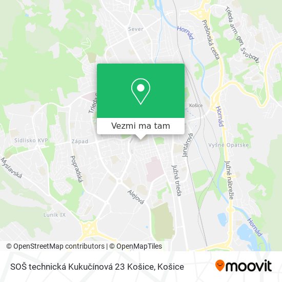 SOŠ technická Kukučínová 23 Košice mapa