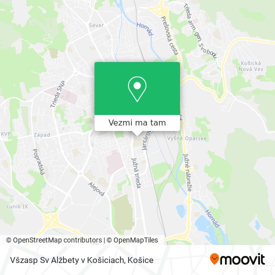 Všzasp Sv Alžbety v Košiciach mapa