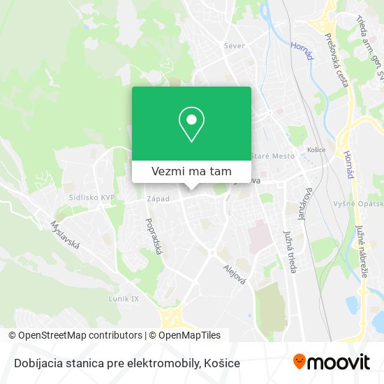 Dobíjacia stanica pre elektromobily mapa