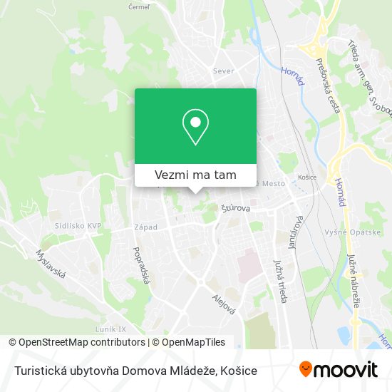 Turistická ubytovňa Domova Mládeže mapa