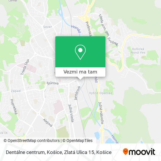 Dentálne centrum, Košice, Zlatá Ulica 15 mapa