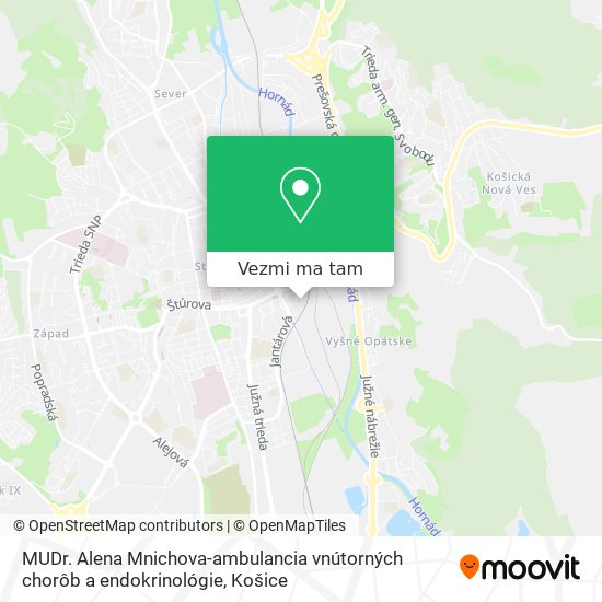 MUDr. Alena Mnichova-ambulancia vnútorných chorôb a endokrinológie mapa