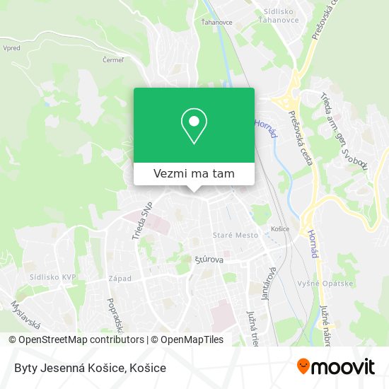 Byty Jesenná Košice mapa