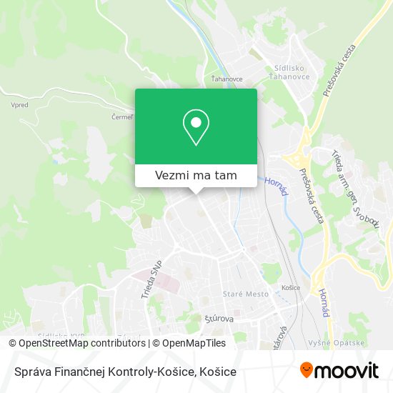 Správa Finančnej Kontroly-Košice mapa