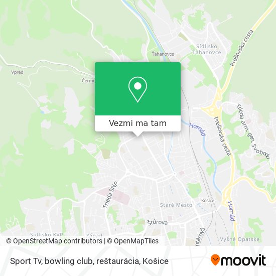 Sport Tv, bowling club, reštaurácia mapa