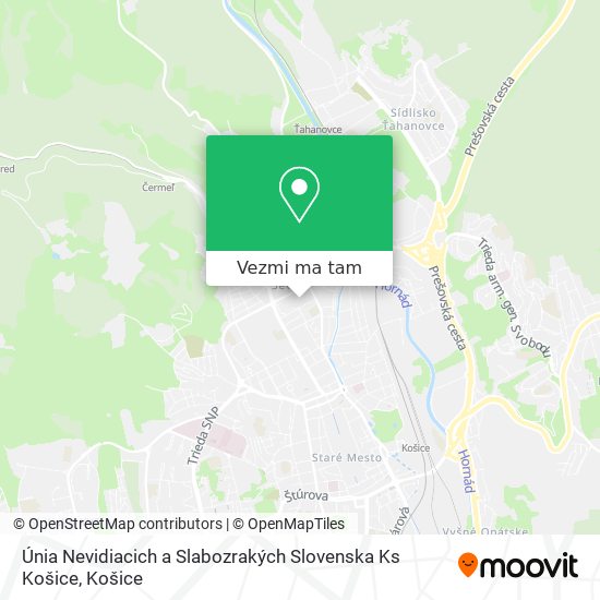 Únia Nevidiacich a Slabozrakých Slovenska Ks Košice mapa