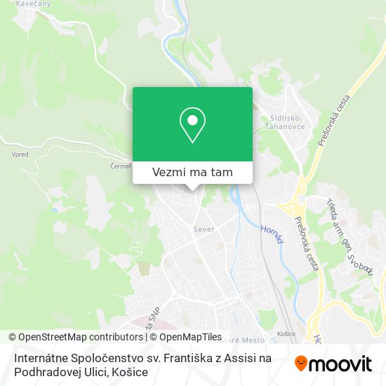 Internátne Spoločenstvo sv. Františka z Assisi na Podhradovej Ulici mapa