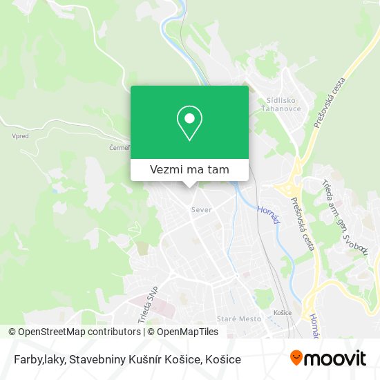 Farby,laky, Stavebniny Kušnír Košice mapa