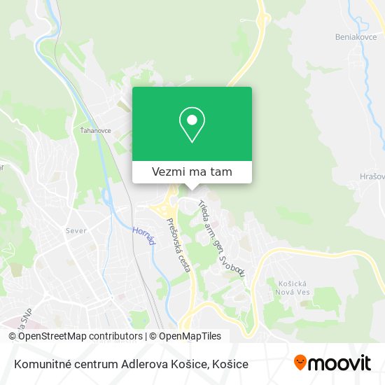 Komunitné centrum Adlerova Košice mapa