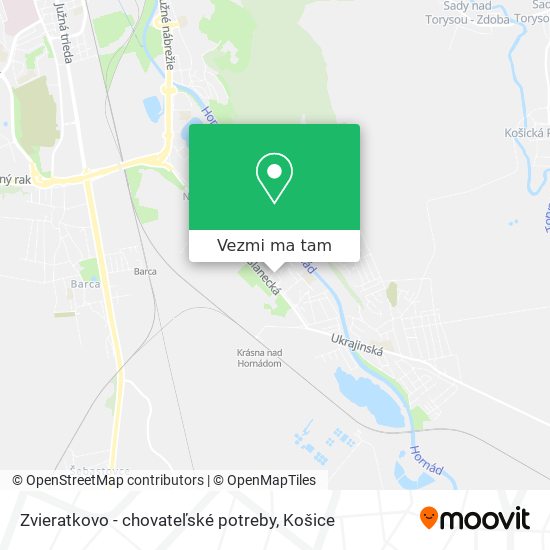 Zvieratkovo - chovateľské potreby mapa