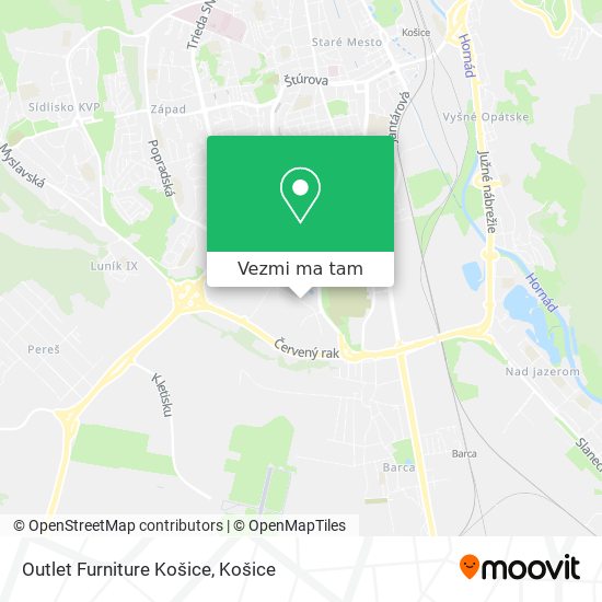 Outlet Furniture Košice mapa