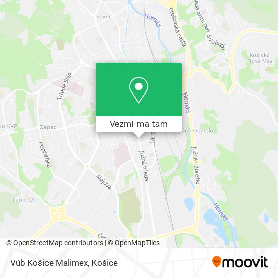 Vúb Košice Malimex mapa