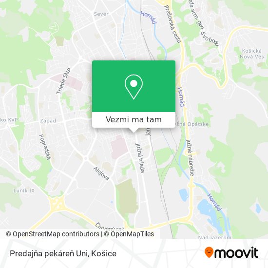 Predajňa pekáreň Uni mapa