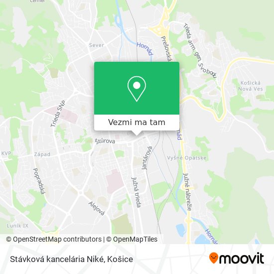 Stávková kancelária Niké mapa