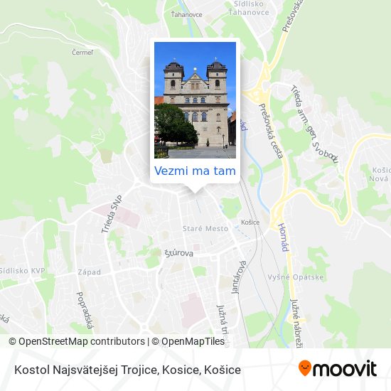 Kostol Najsvätejšej Trojice, Kosice mapa