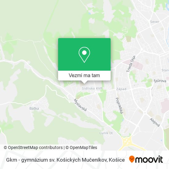 Gkm - gymnázium sv. Košických Mučeníkov mapa