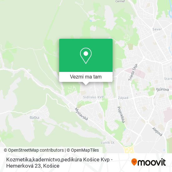 Kozmetika,kaderníctvo,pedikúra Košice Kvp - Hemerková 23 mapa