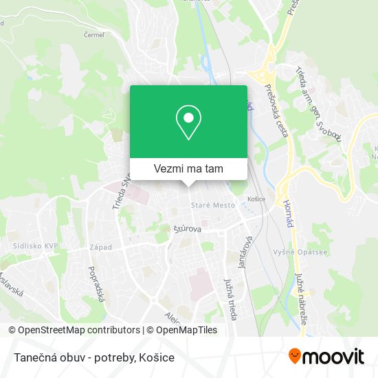 Tanečná obuv - potreby mapa