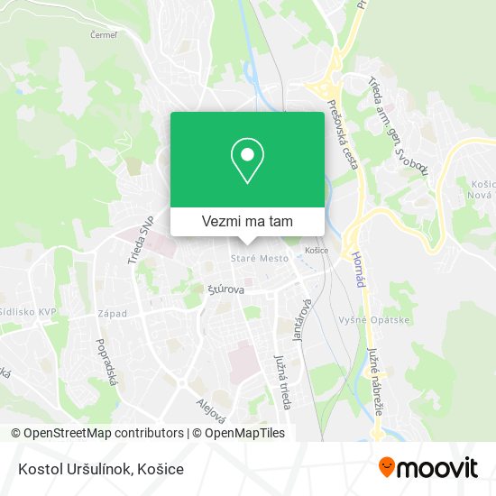 Kostol Uršulínok mapa