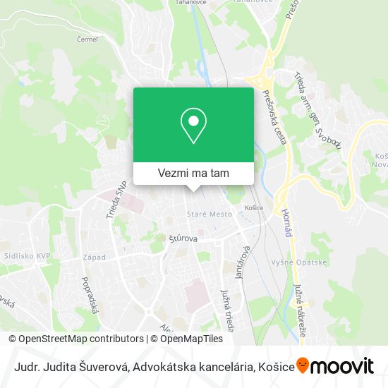 Judr. Judita Šuverová, Advokátska kancelária mapa