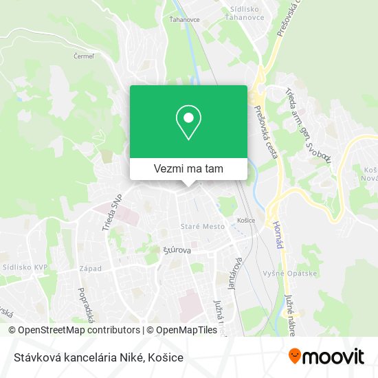 Stávková kancelária Niké mapa