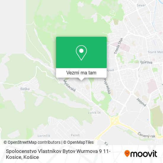 Spolocenstvo Vlastnikov Bytov Wurmova 9 11-Kosice mapa