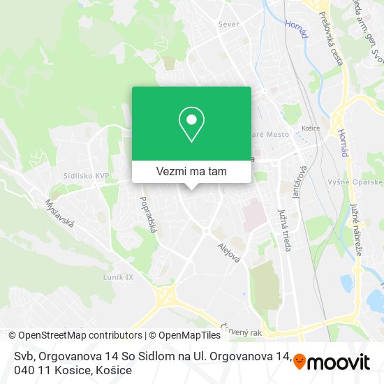 Svb, Orgovanova 14 So Sidlom na Ul. Orgovanova 14, 040 11 Kosice mapa