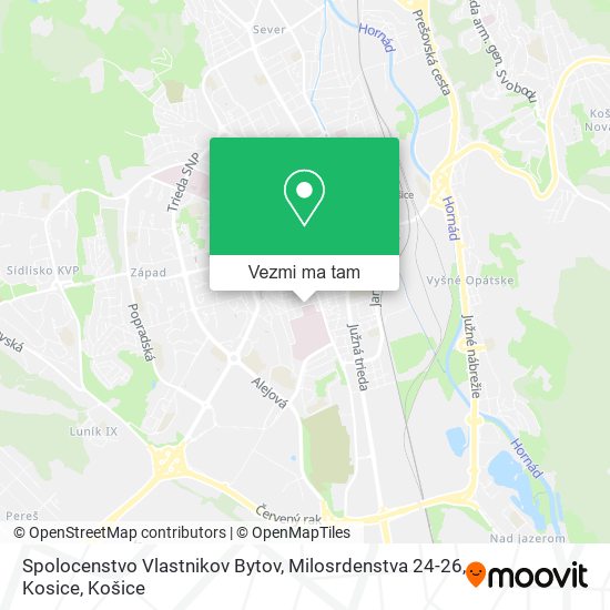 Spolocenstvo Vlastnikov Bytov, Milosrdenstva 24-26, Kosice mapa