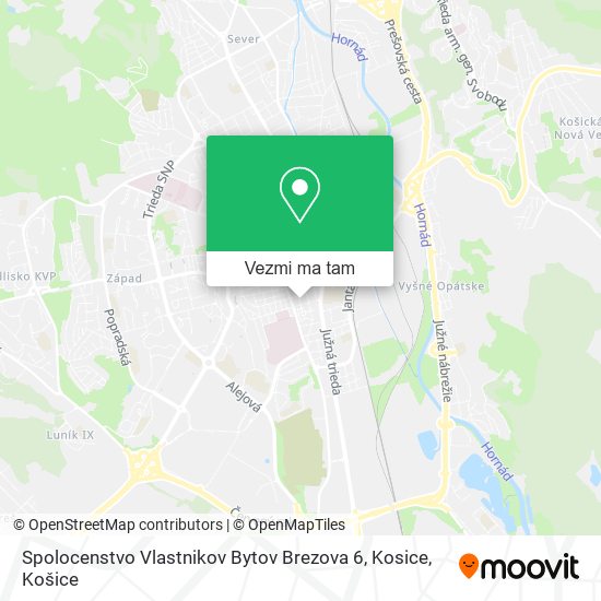 Spolocenstvo Vlastnikov Bytov Brezova 6, Kosice mapa