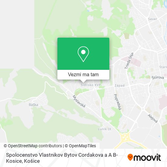 Spolocenstvo Vlastnikov Bytov Cordakova a A B-Kosice mapa