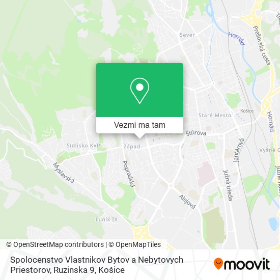 Spolocenstvo Vlastnikov Bytov a Nebytovych Priestorov, Ruzinska 9 mapa