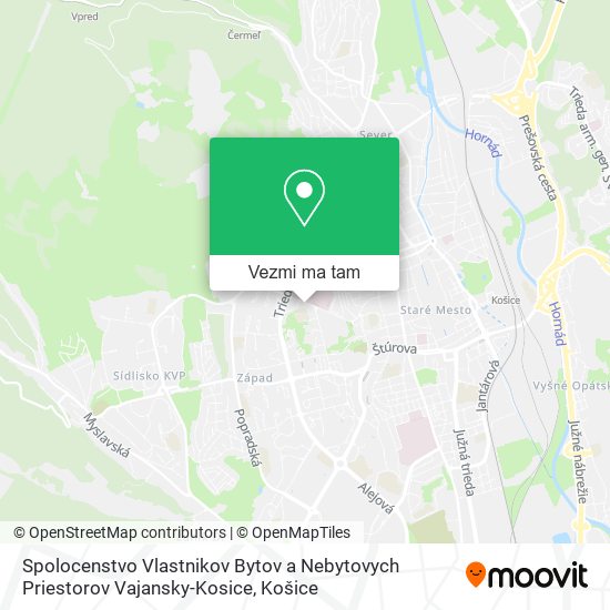 Spolocenstvo Vlastnikov Bytov a Nebytovych Priestorov Vajansky-Kosice mapa