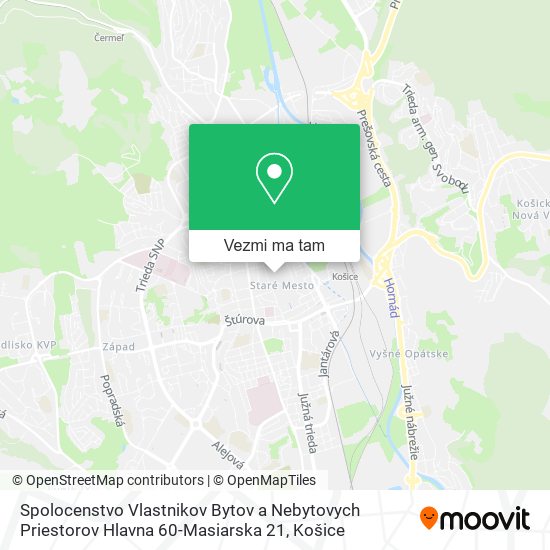 Spolocenstvo Vlastnikov Bytov a Nebytovych Priestorov Hlavna 60-Masiarska 21 mapa