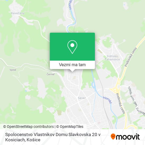 Spolocenstvo Vlastnikov Domu Slavkovska 20 v Kosiciach mapa