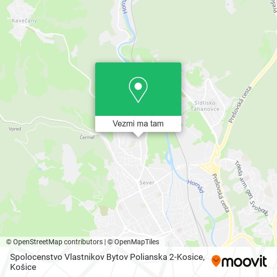 Spolocenstvo Vlastnikov Bytov Polianska 2-Kosice mapa