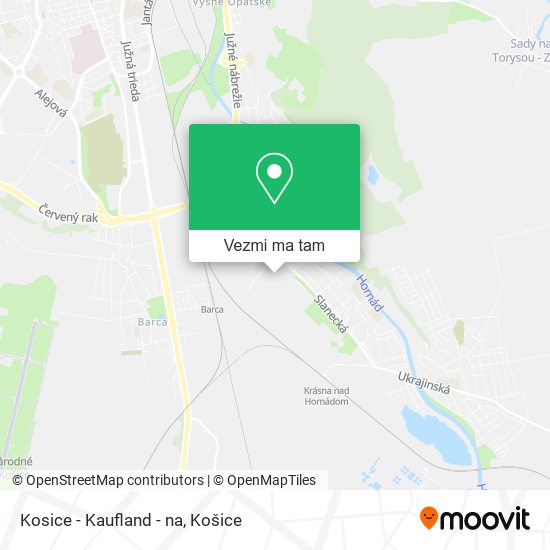 Kosice - Kaufland - na mapa