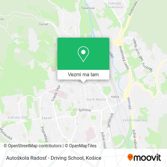 Autoškola Radosť - Driving School mapa