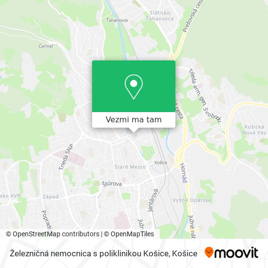 Železničná nemocnica s poliklinikou Košice mapa