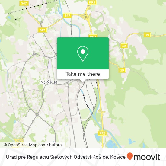 Úrad pre Reguláciu Sieťových Odvetví-Košice mapa