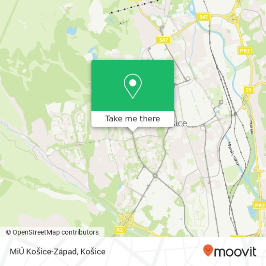 MiÚ Košice-Západ mapa