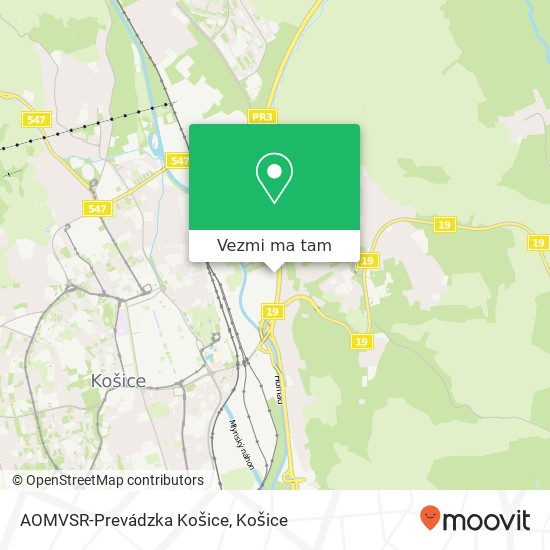 AOMVSR-Prevádzka Košice mapa