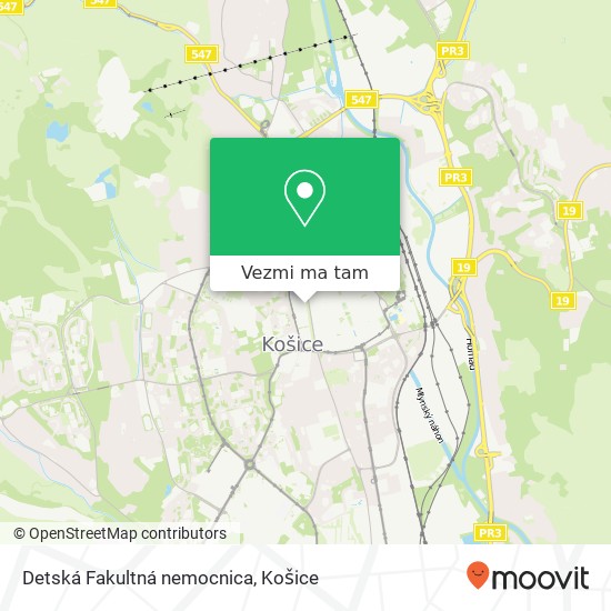 Detská Fakultná nemocnica mapa