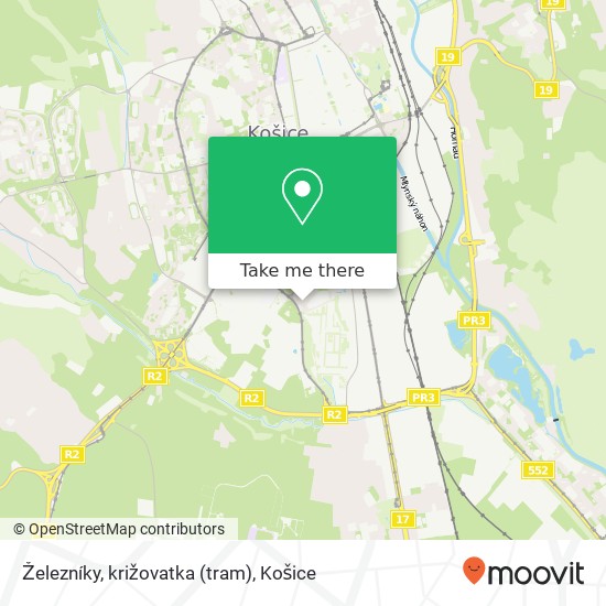 Železníky, križovatka (tram) mapa