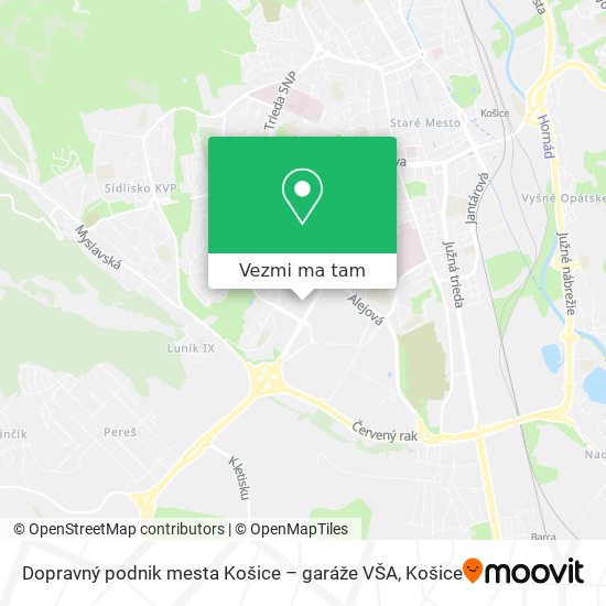 Dopravný podnik mesta Košice – garáže VŠA mapa