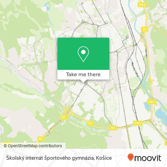 Školský internát športového gymnázia mapa